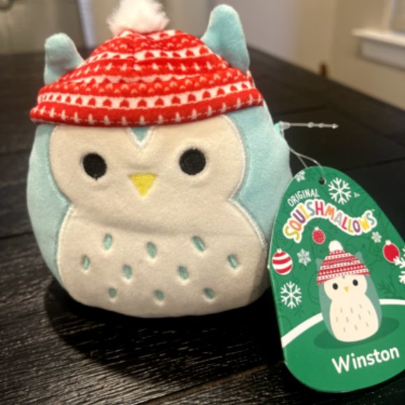 NWT Squishmallows Holiday Christmas Winston the Owl 2022 4.5" - Picture 1 of 3